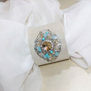 Handcrafted Swarovski Lrather Cuff Bracelet